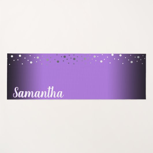Aangepaste persoonlijke naam Faux Silver Confetti Yogamat (Voorkant (horizontaal))