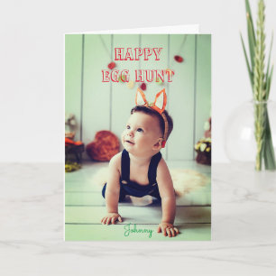 Aangepaste persoonlijke naam HAPPY EGG HUNT Greeti Kaart