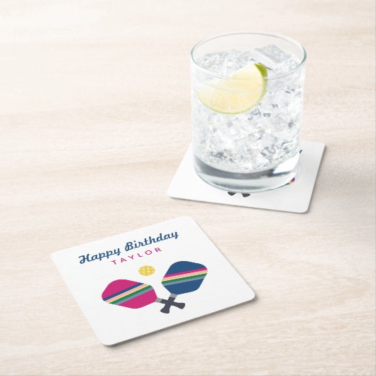 Aangepaste persoonlijke naam Pickleball Party Kartonnen Onderzetters (Insitu)