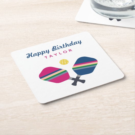 Aangepaste persoonlijke naam Pickleball Party Kartonnen Onderzetters (Schuin)