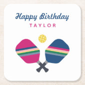 Aangepaste persoonlijke naam Pickleball Party Kartonnen Onderzetters (Voorkant)