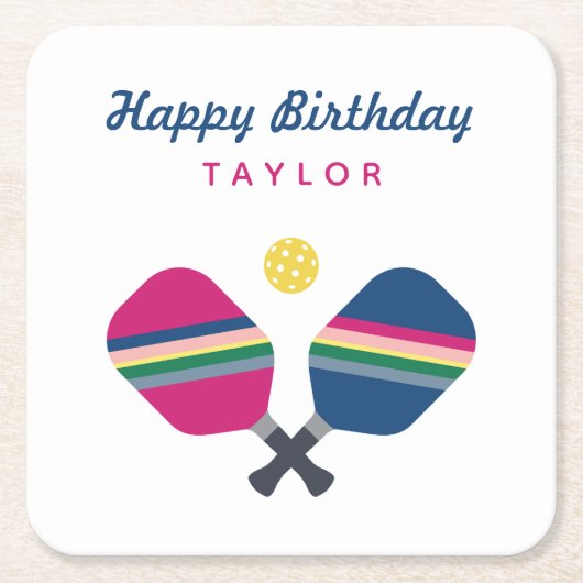Aangepaste persoonlijke naam Pickleball Party Kartonnen Onderzetters (Voorkant)