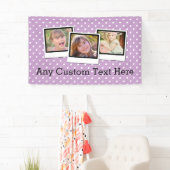 Aangepaste persoonlijke Paarse meisjes Polka Dot 3 Spandoek (Insitu)