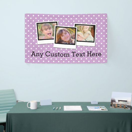 Aangepaste persoonlijke Paarse meisjes Polka Dot 3 Spandoek (Beurs)