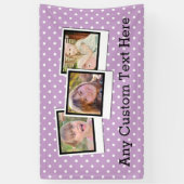 Aangepaste persoonlijke Paarse meisjes Polka Dot 3 Spandoek (Verticaal)