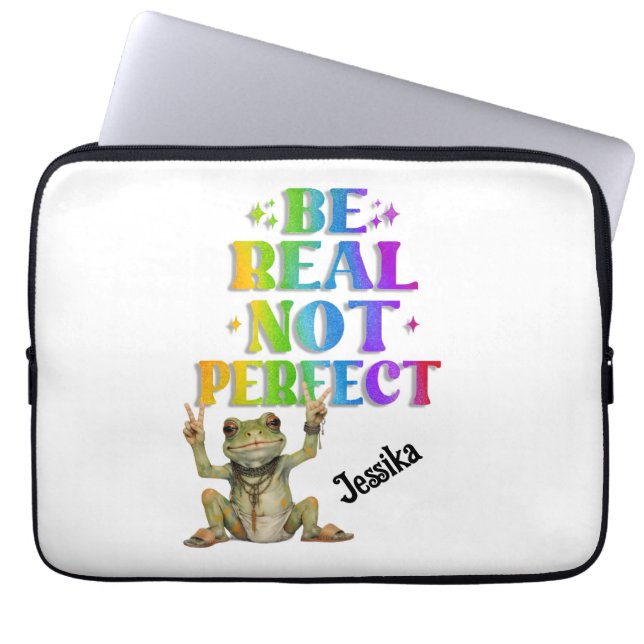 Aangepaste persoonlijke positieve boho kikker Hipp Laptop Sleeve (Voorkant)
