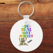 Aangepaste persoonlijke positieve boho kikker hipp sleutelhanger (Voorkant)