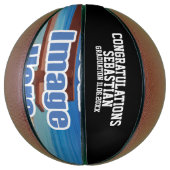 Aangepaste persoonlijke tekst en foto-cadeauidee basketbal (Verticaal)