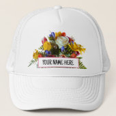 AANGEPASTE PERSOONLIJKE VROUWELIJKE HOED FLORALE B TRUCKER PET (Voorkant)