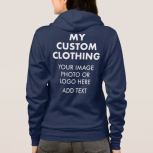 Aangepaste persoonlijke VROUWENS NAVY BLUE ZIP HOO Hoodie