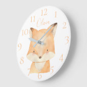 Aangepaste persoonlijke Waterverf Baby Fox aangepa Grote Klok (Hoek)