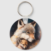 Aangepaste persoonlijke Wolf Pet foto Traditioneel Sleutelhanger (Voorkant)