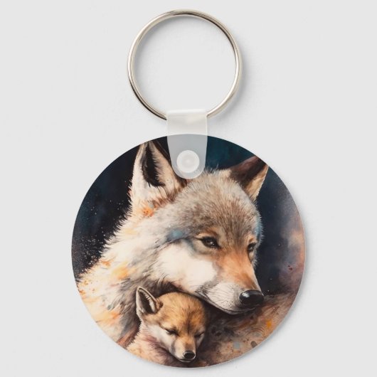 Aangepaste persoonlijke Wolf Pet foto Traditioneel Sleutelhanger (Voorkant)