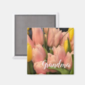 Aangepaste perzik en geel tulpenpatroon magneet (Voorkant / Achterkant)