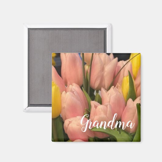 Aangepaste perzik en geel tulpenpatroon magneet (Voorkant / Achterkant)