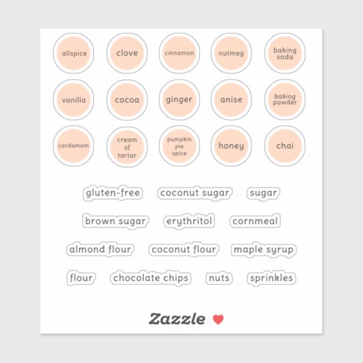 Aangepaste perzik en zwart leuk lettertype bakken  sticker (Vel)