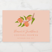 Aangepaste perzik fruit boho koppels douche mini sparkling wijnetiket (Enkel label)