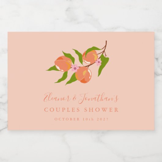 Aangepaste perzik fruit boho koppels douche mini sparkling wijnetiket (Enkel label)