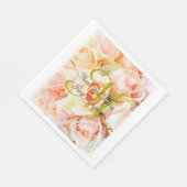 Aangepaste perzik Waterverf Rozen bruiloft Servet (Hoek)