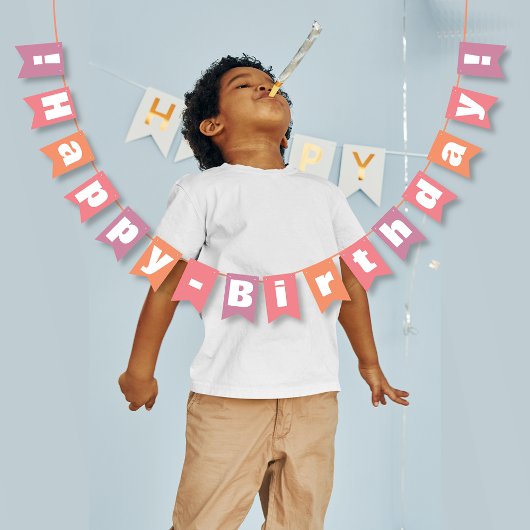 Aangepaste perzikkoraalroze gelukkige verjaardag vlaggetjes