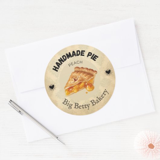 Aangepaste perziktaartlabels |  gepersonaliseerde  ronde sticker (Envelop)