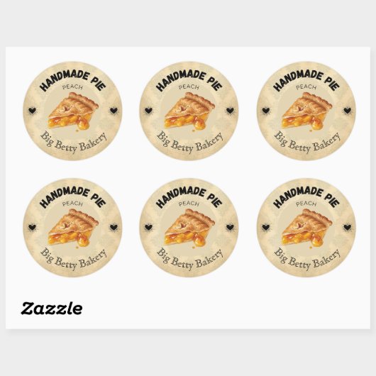 Aangepaste perziktaartlabels |  gepersonaliseerde  ronde sticker (Vel)