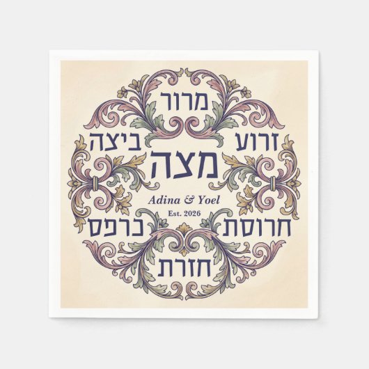 Aangepaste Pesach Hebreeuwse Sederbord Passover de Servet (Voorkant)
