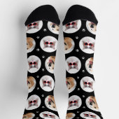 Aangepaste Pet 2 Foto Black Paw Print Sokken (Top)