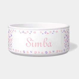 Aangepaste Pet Bowl Cat Paw Print & Heart Pattern Voerbakje