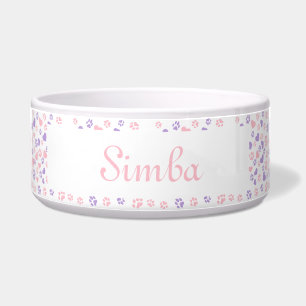 Aangepaste Pet Bowl Cat Paw Print & Heart Pattern Voerbakje
