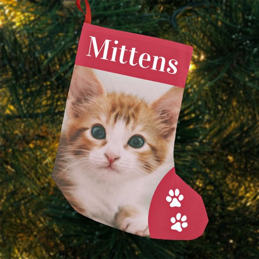 Aangepaste Pet Cat Photo Holiday - Aangepast aange Kleine Kerstsok