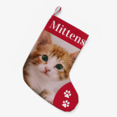 Aangepaste Pet Cat Photo Holiday - Aangepast aange Kleine Kerstsok (Voorkant (Hangend))