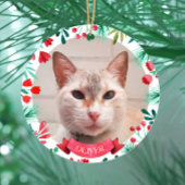 Aangepaste Pet Cat Photo Waterverf Botanicals Keramisch Ornament