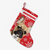 Aangepaste Pet Dog | Fawn French Bulldog Gift Kleine Kerstsok (Voorkant (Hangend))