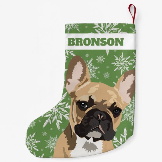 Aangepaste Pet Dog | Fawn French Bulldog Gift Kleine Kerstsok (Achterkant)