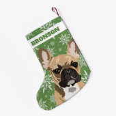 Aangepaste Pet Dog | Fawn French Bulldog Gift Kleine Kerstsok (Achterkant (Hangend))