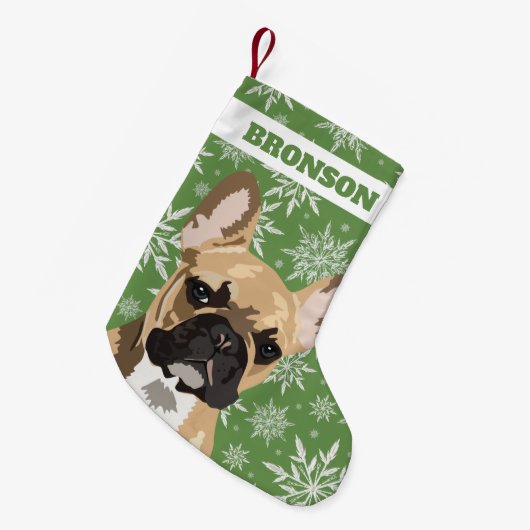 Aangepaste Pet Dog | Fawn French Bulldog Gift Kleine Kerstsok (Voorkant (Hangend))