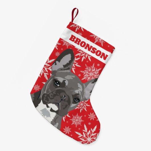 Aangepaste Pet Dog | Franse Bulldog Gift Kleine Kerstsok (Voorkant (Hangend))