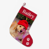 Aangepaste Pet Dog Photo Holiday Aangepast Kleine Kerstsok (Voorkant (Hangend))