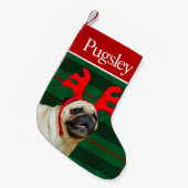 Aangepaste Pet Dog Photo Holiday Persoonlijke Pug Kleine Kerstsok (Voorkant (Hangend))
