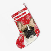 Aangepaste Pet Dog | Pied French Bulldog Gift Kleine Kerstsok (Achterkant (Hangend))