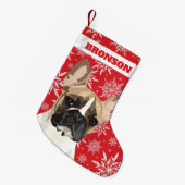 Aangepaste Pet Dog | Pied French Bulldog Gift Kleine Kerstsok (Voorkant (Hangend))