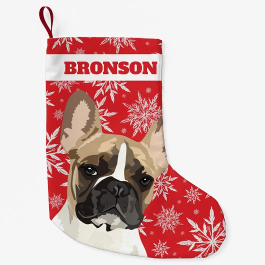 Aangepaste Pet Dog | Pied French Bulldog Gift Kleine Kerstsok (Voorkant)