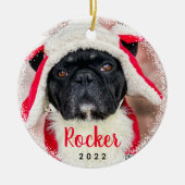 Aangepaste Pet Dog Puppy Holiday Keramisch Ornament (Voorkant)