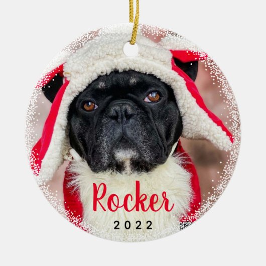 Aangepaste Pet Dog Puppy Holiday Keramisch Ornament (Voorkant)