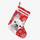 Aangepaste Pet Dog | White French Bulldog Gift Kleine Kerstsok (Voorkant (Hangend))