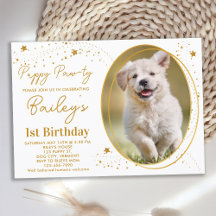 Aangepaste Pet Foto Gold Stars Puppy Dog Birthday