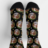 Aangepaste Pet Foto Hart Zwart Wit Paw Print Sokken (Top)