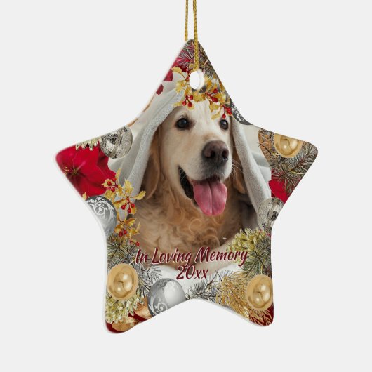 Aangepaste PET FOTO HERDENKING Kerstkrans Keramisch Ornament (Rechts)
