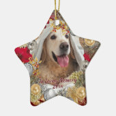 Aangepaste PET-FOTO-HERINNERING Kerstkrans Keramisch Ornament (Links)